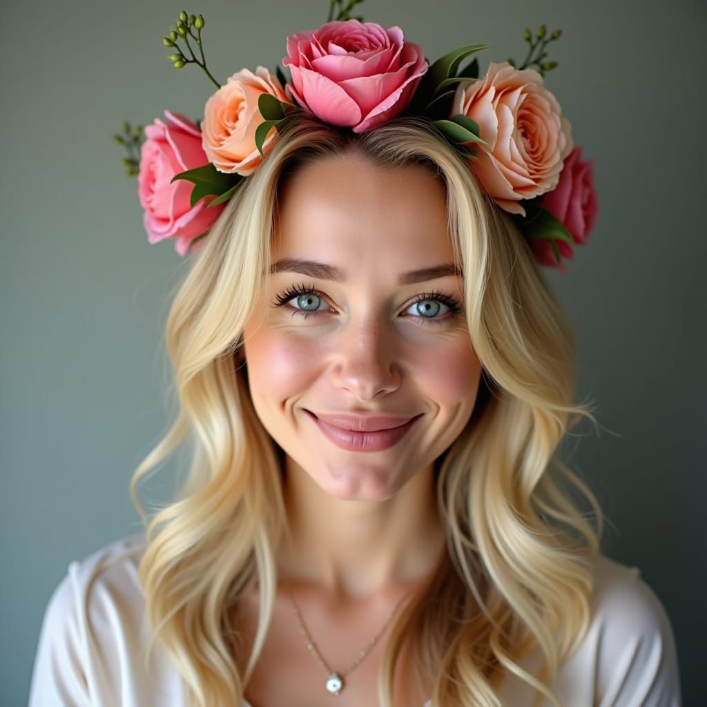 Blonde Woman with Flower Crown Portrait