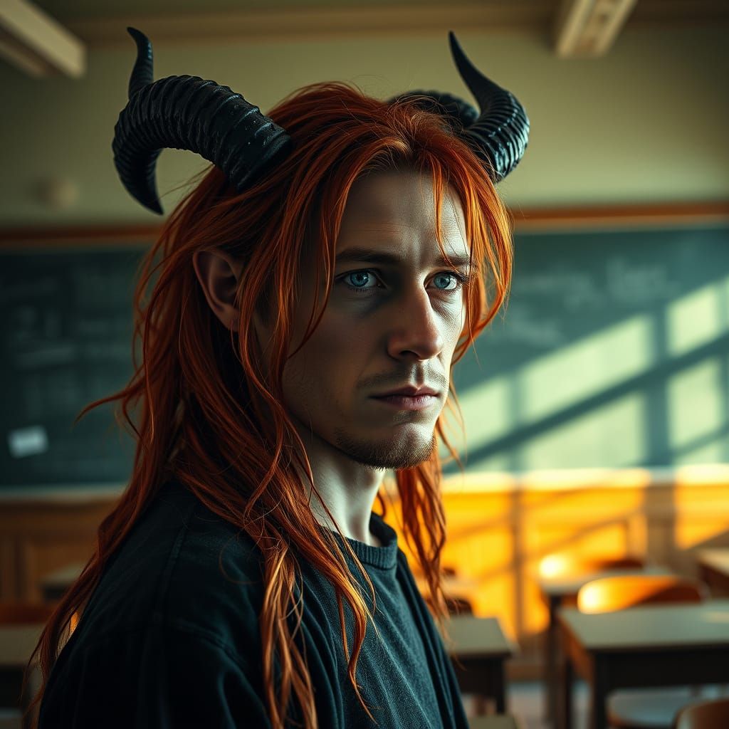 Mystical Figure with Ancient Wisdom and Piercing Blue Eyes