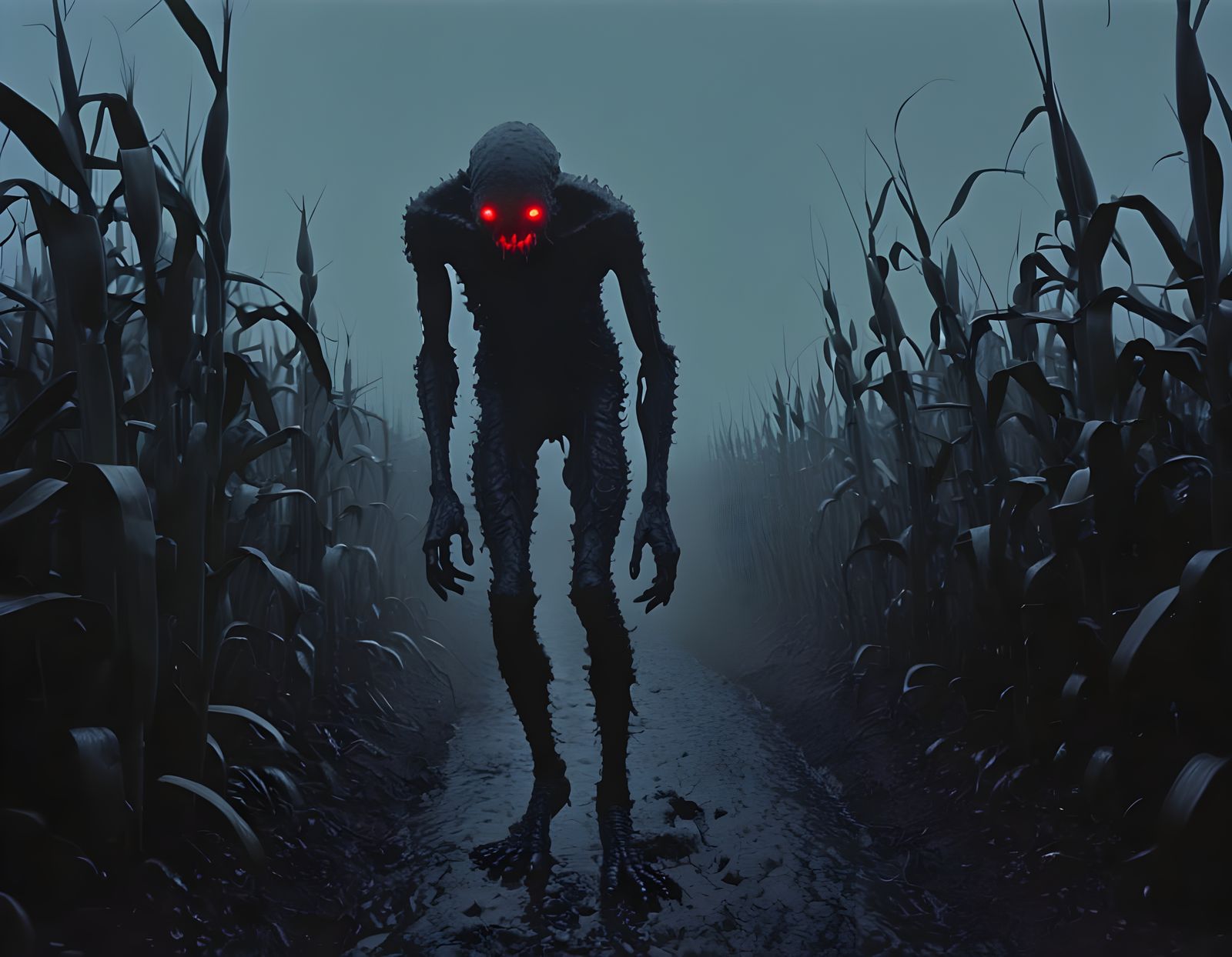 Enfield Horror Cryptid in Rural Illinois Night Scene
