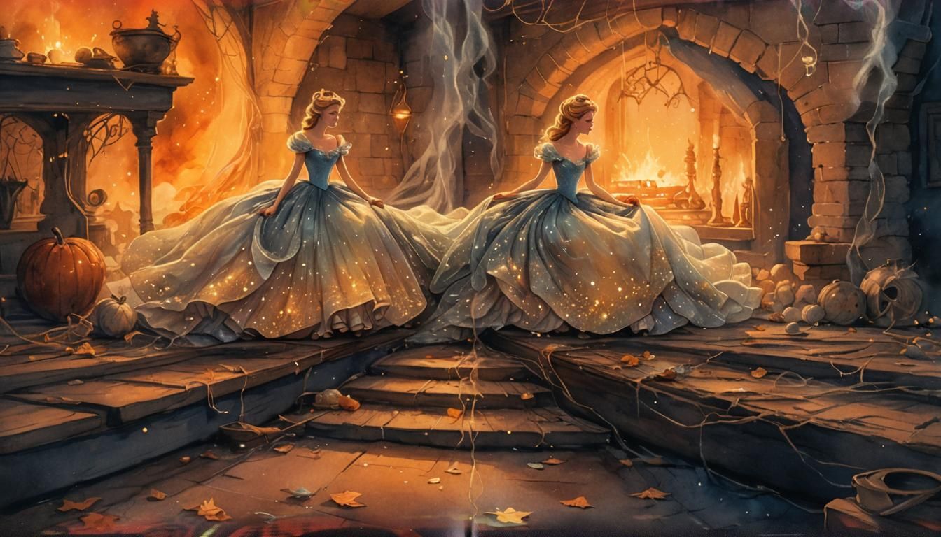 Cinderella in Attic: Whimsical Watercolor Fairy Tale