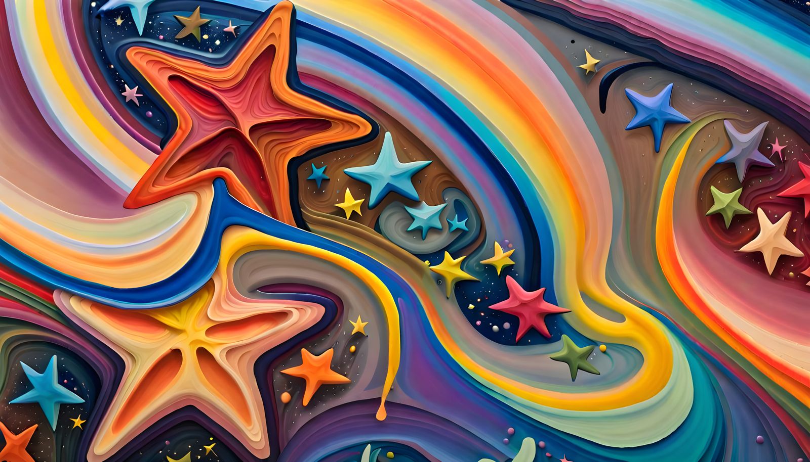 Iridescent Stars Dance in Aboriginal Impasto Painting