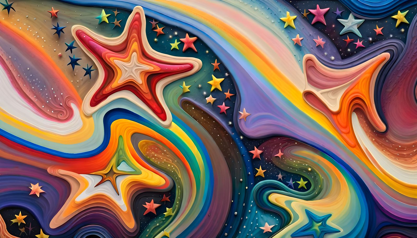 Iridescent Star Cluster: Aboriginal-Style Impasto Painting