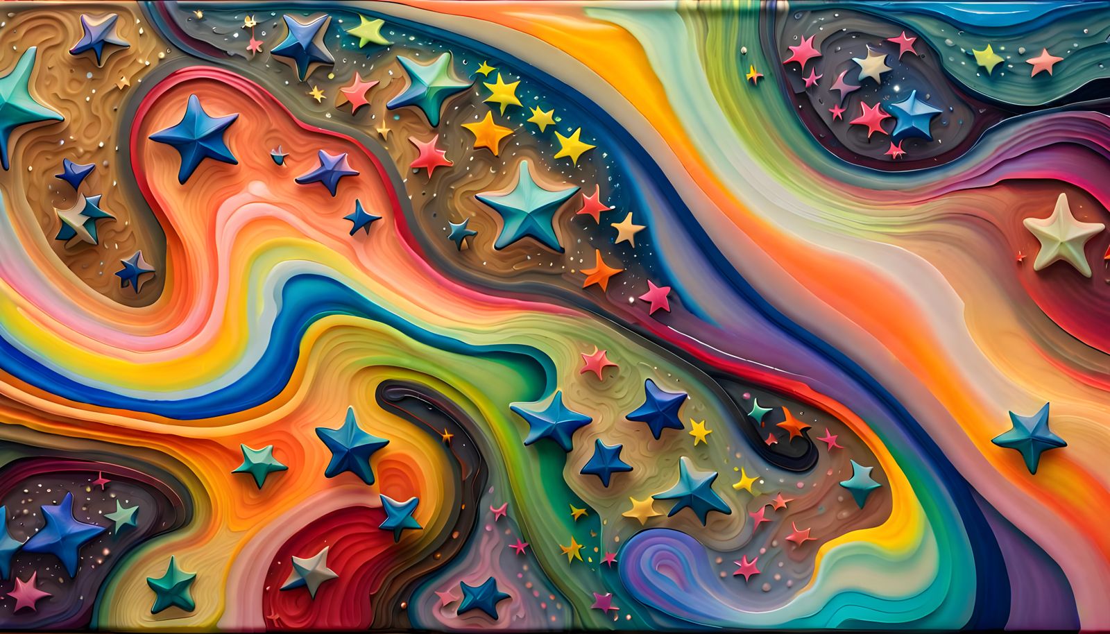 Iridescent Stars Dancing in Impasto Aboriginal Painting