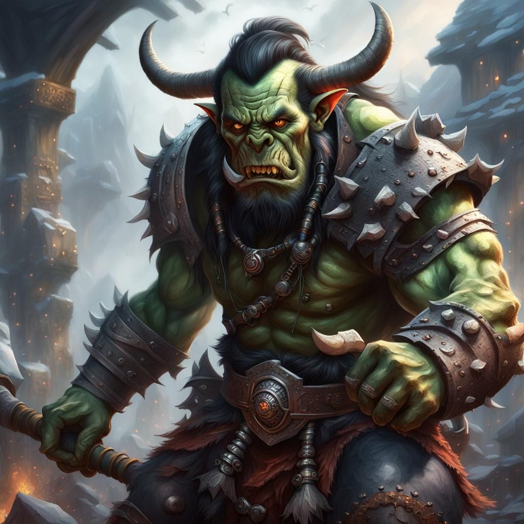 Orc Tiefling Fusion: A Photorealistic Fantasy Masterpiece