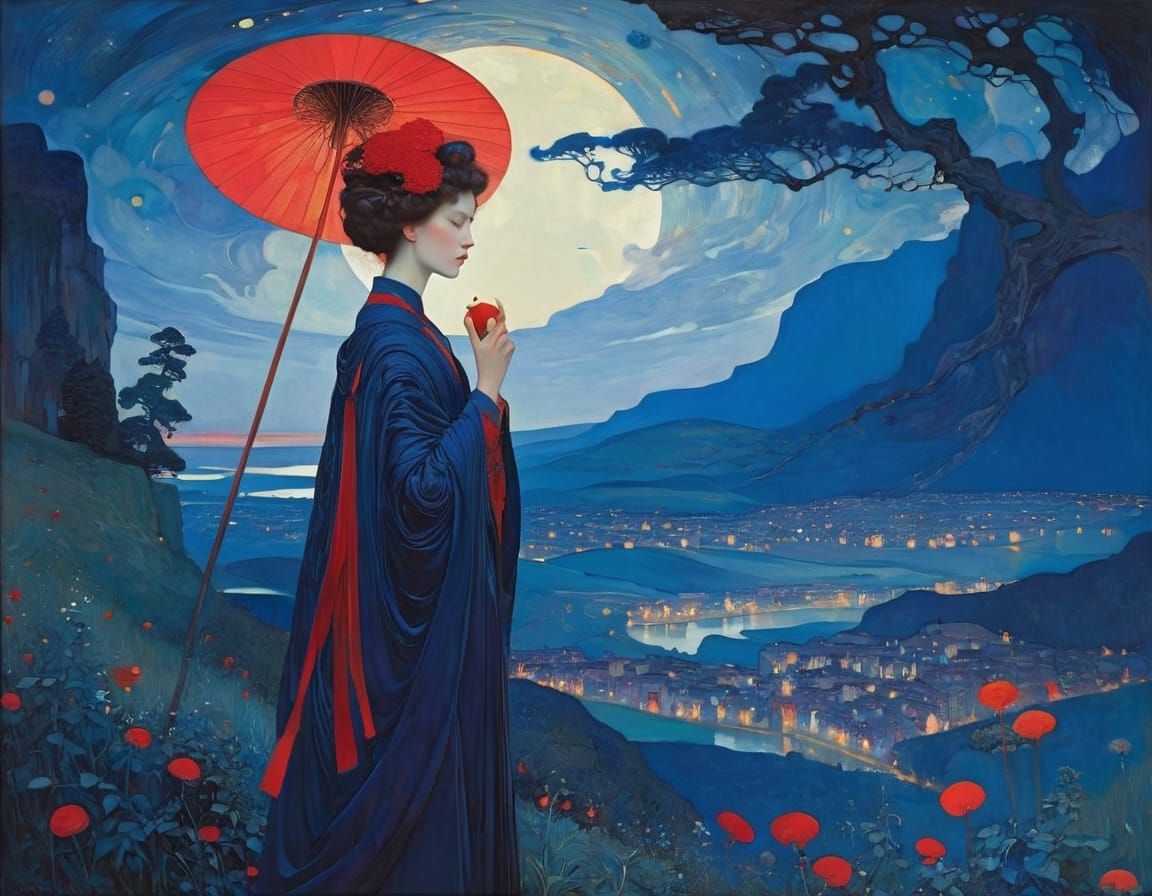 Abstract Figure Composition in Art Nouveau Style