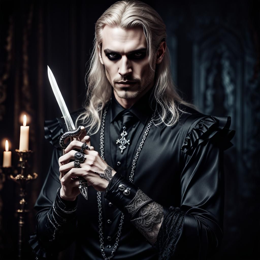 Gothic Warlock Portrait in Dark Romanticism Style