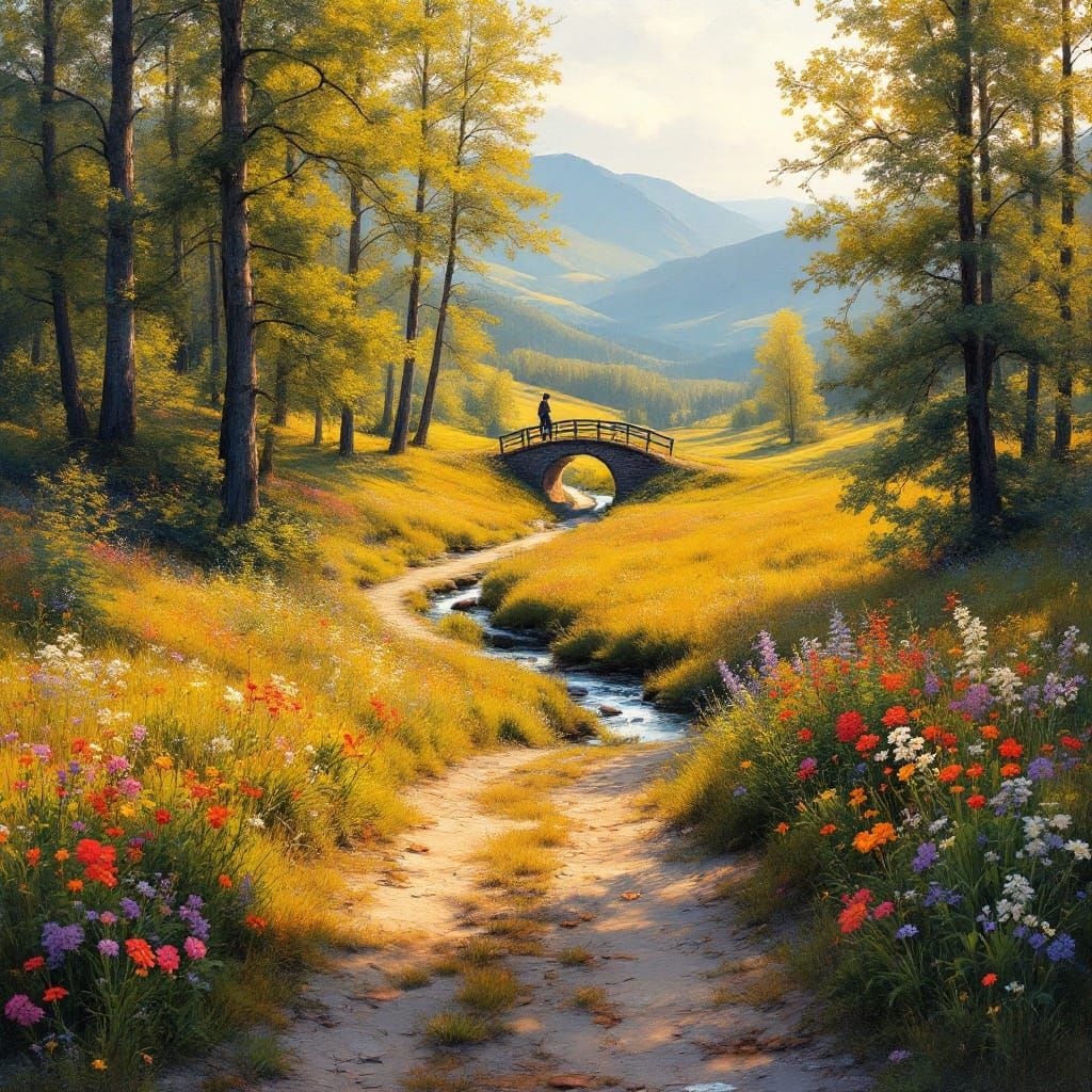 Romantic Norwegian Countryside in Soft Golden Light