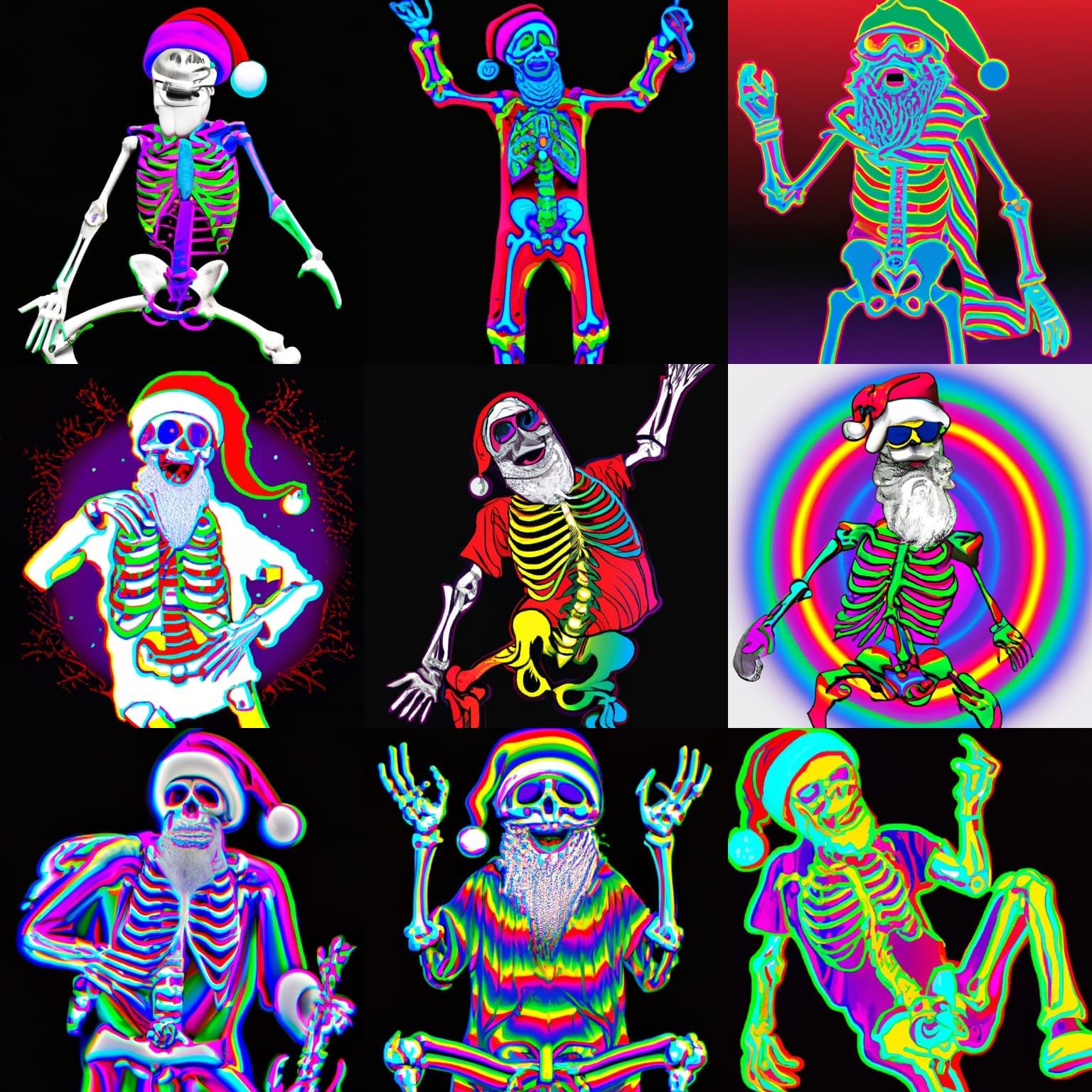 Trippy Grateful Dead Santa Claus Skeleton Rave