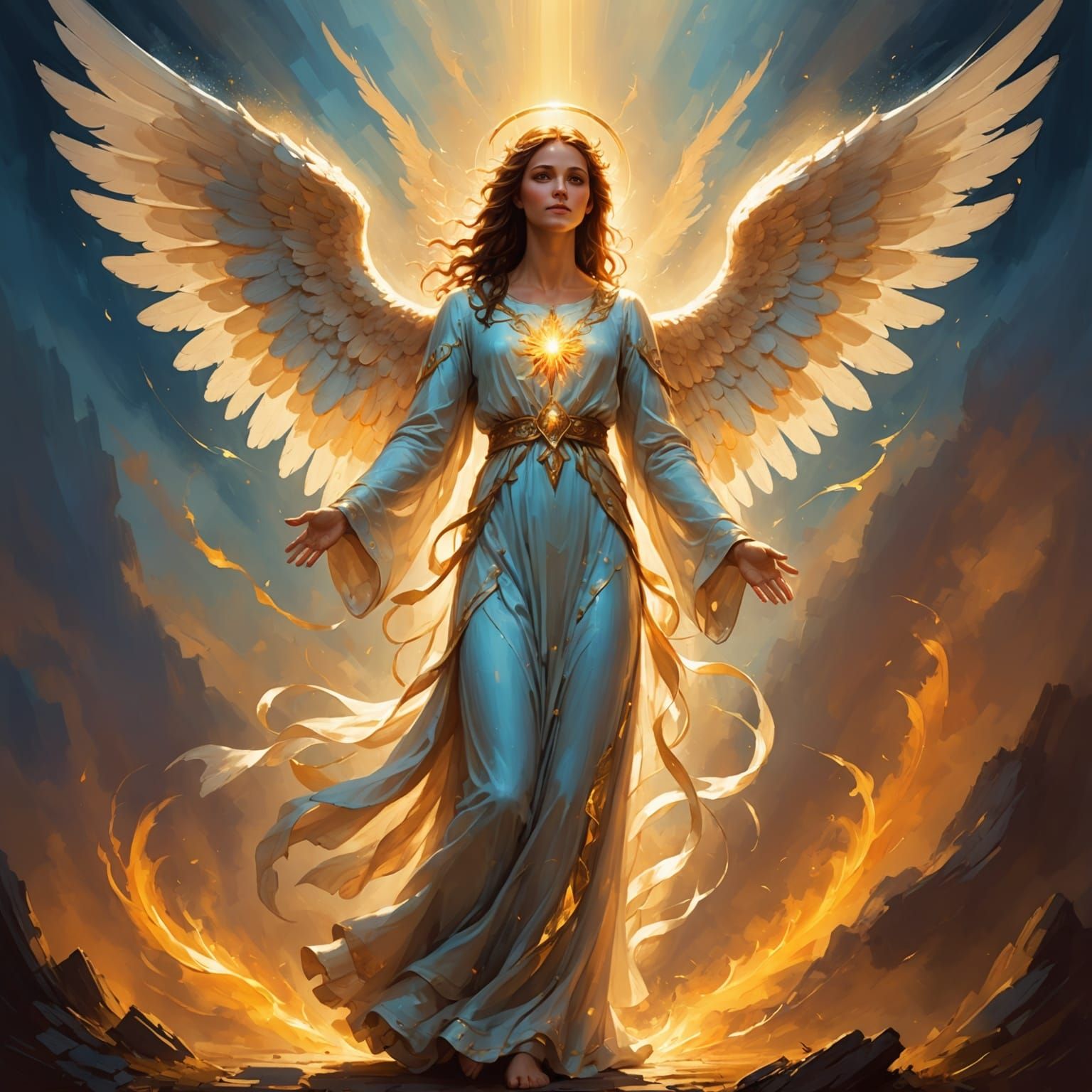 Angel of Respite in Warm Radiance