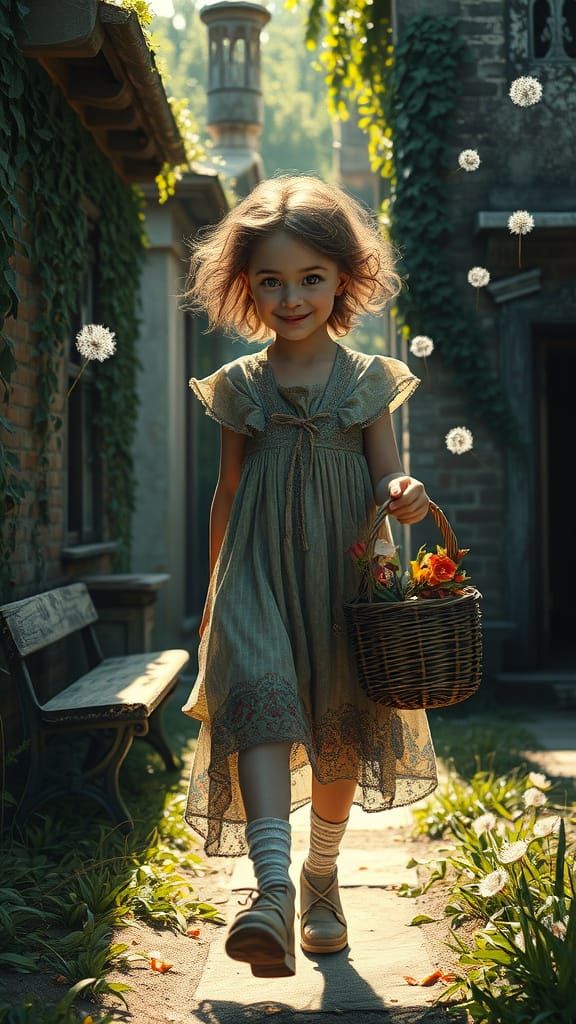 Concept Art Portrait of a Girl in an Abandoned Village