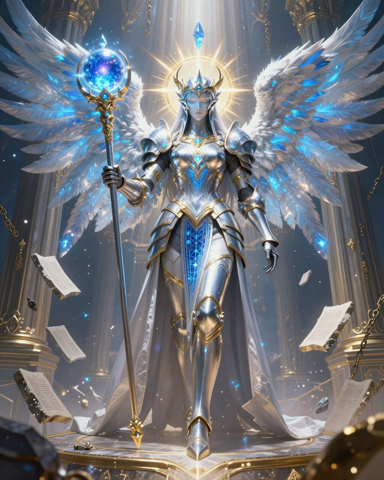 Majestic Archangel of Wisdom in Celestial Armor