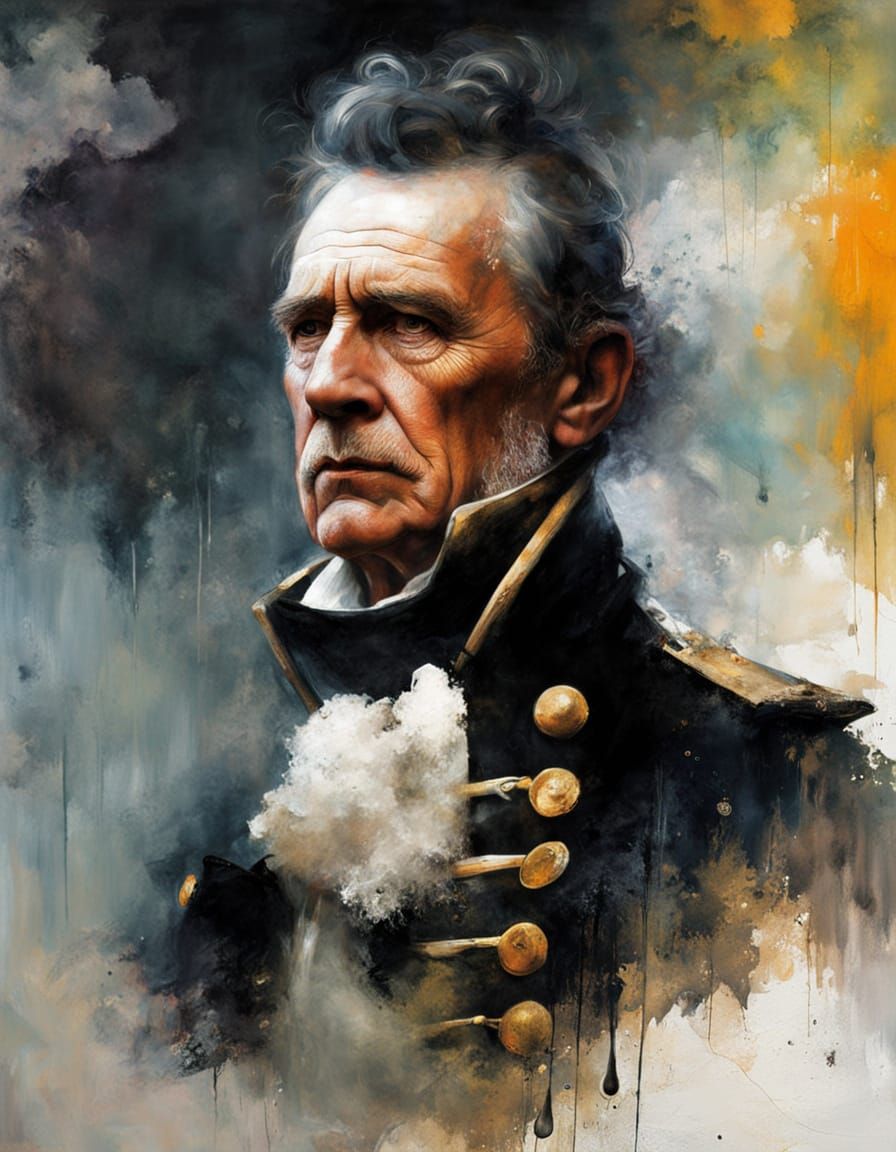 Sailing Ship Captain Portrait in Abstract Ink