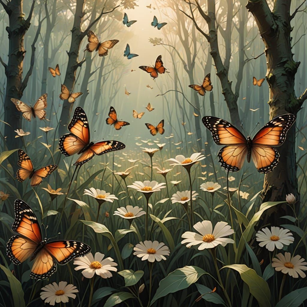 Pencil Shavings Transform into Butterflies in Concept Art