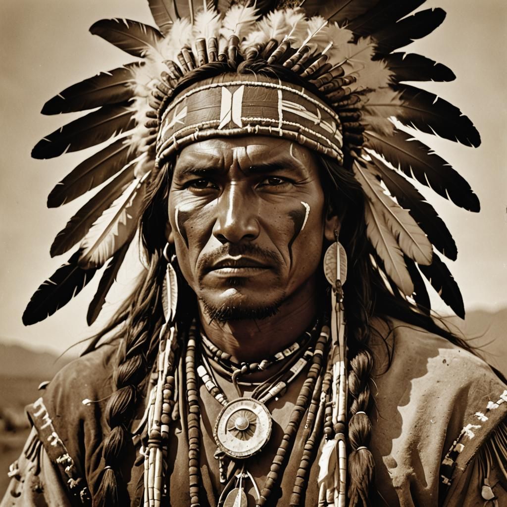 Apache Warrior with Bow: Detailed Digital Matte Painting