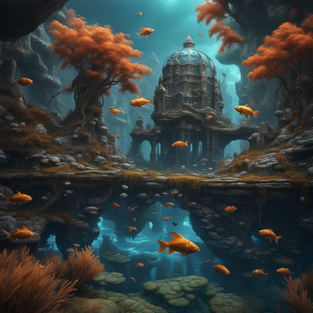 Fantastical Fish in Deep Water: Fantasy Concept Art