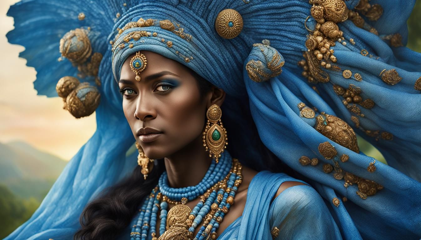 Blue Goddess Shakti in Eden: Professional Portrait