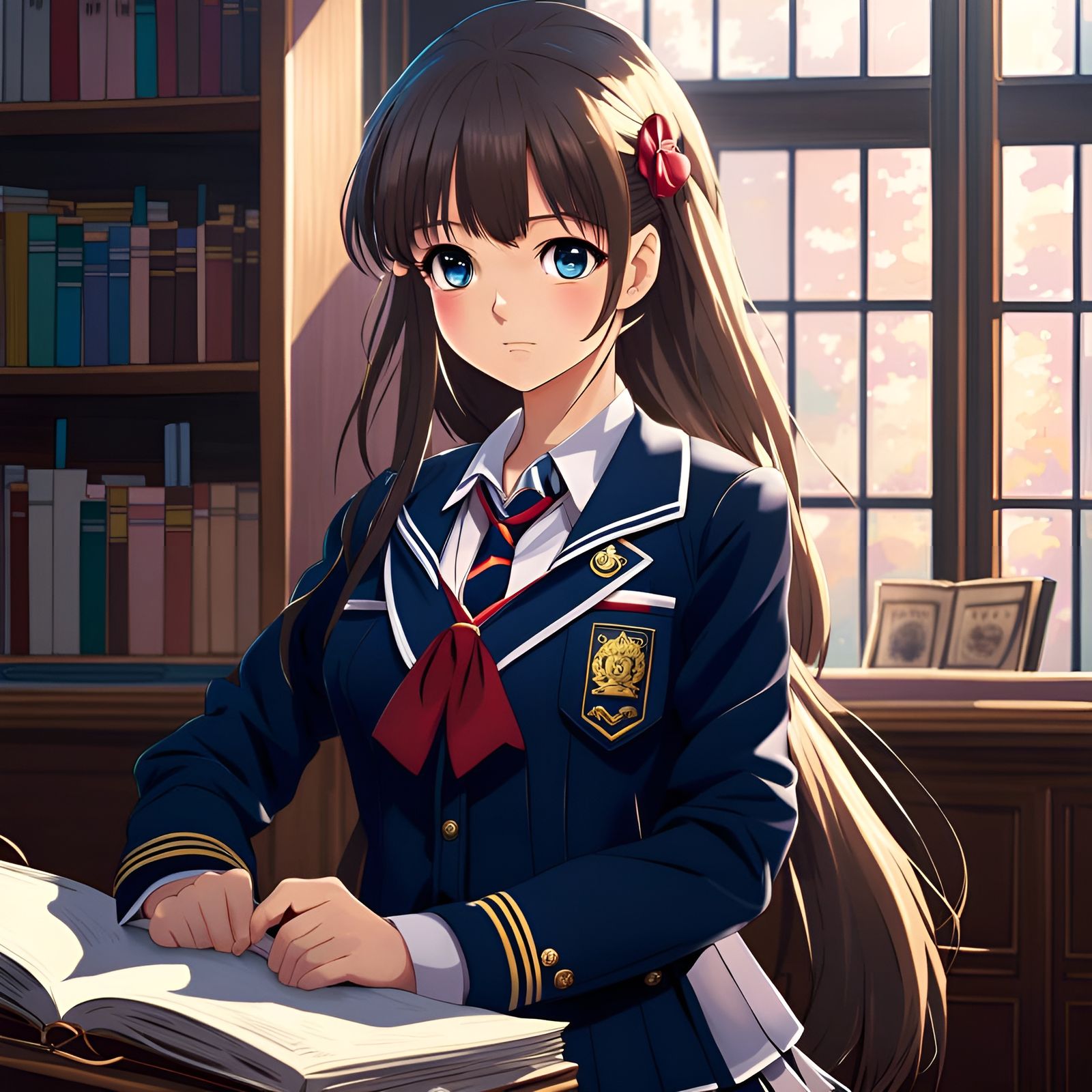 Anime Girl in School Uniform: Manga Art
