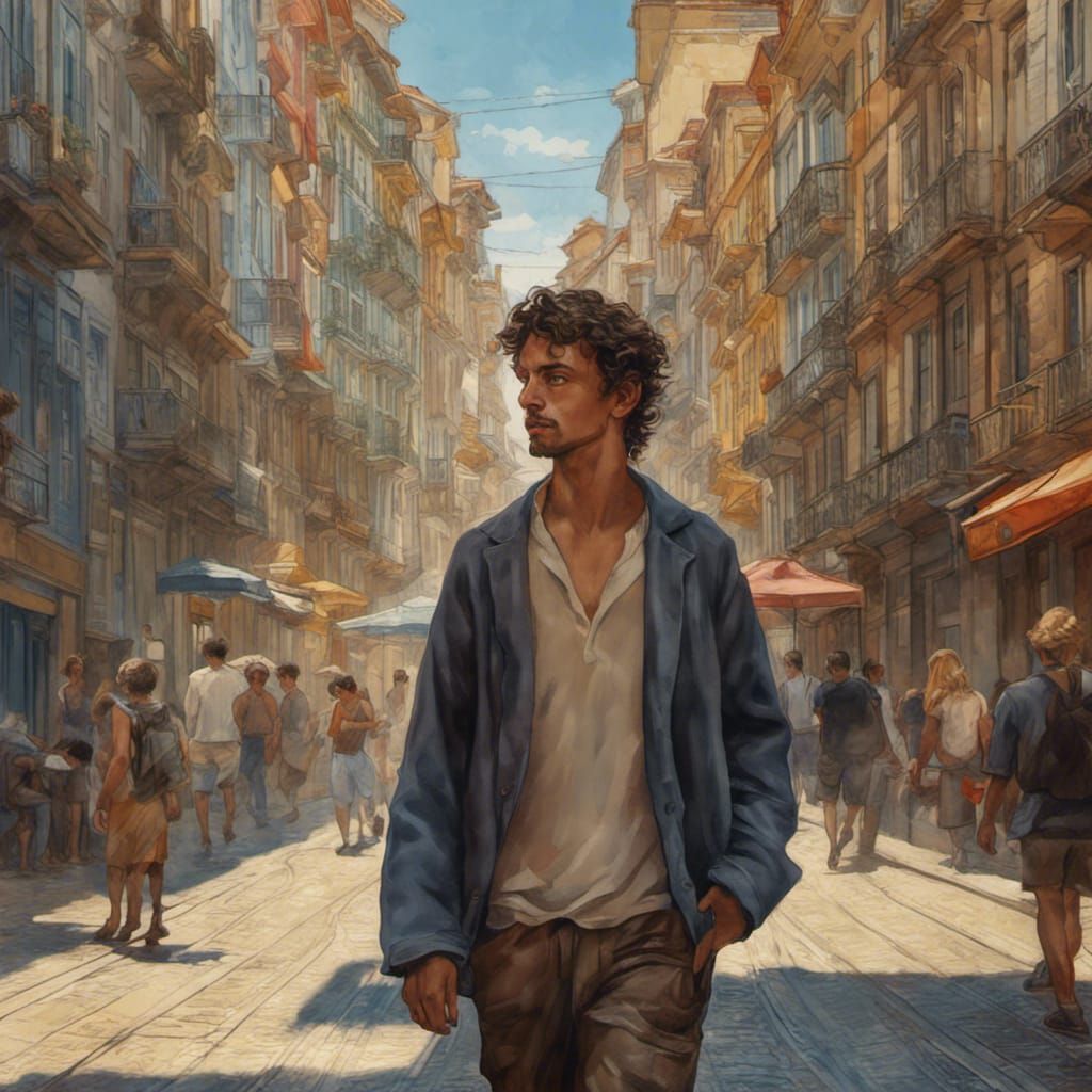 Jovem na cidade Oporto - Portugal