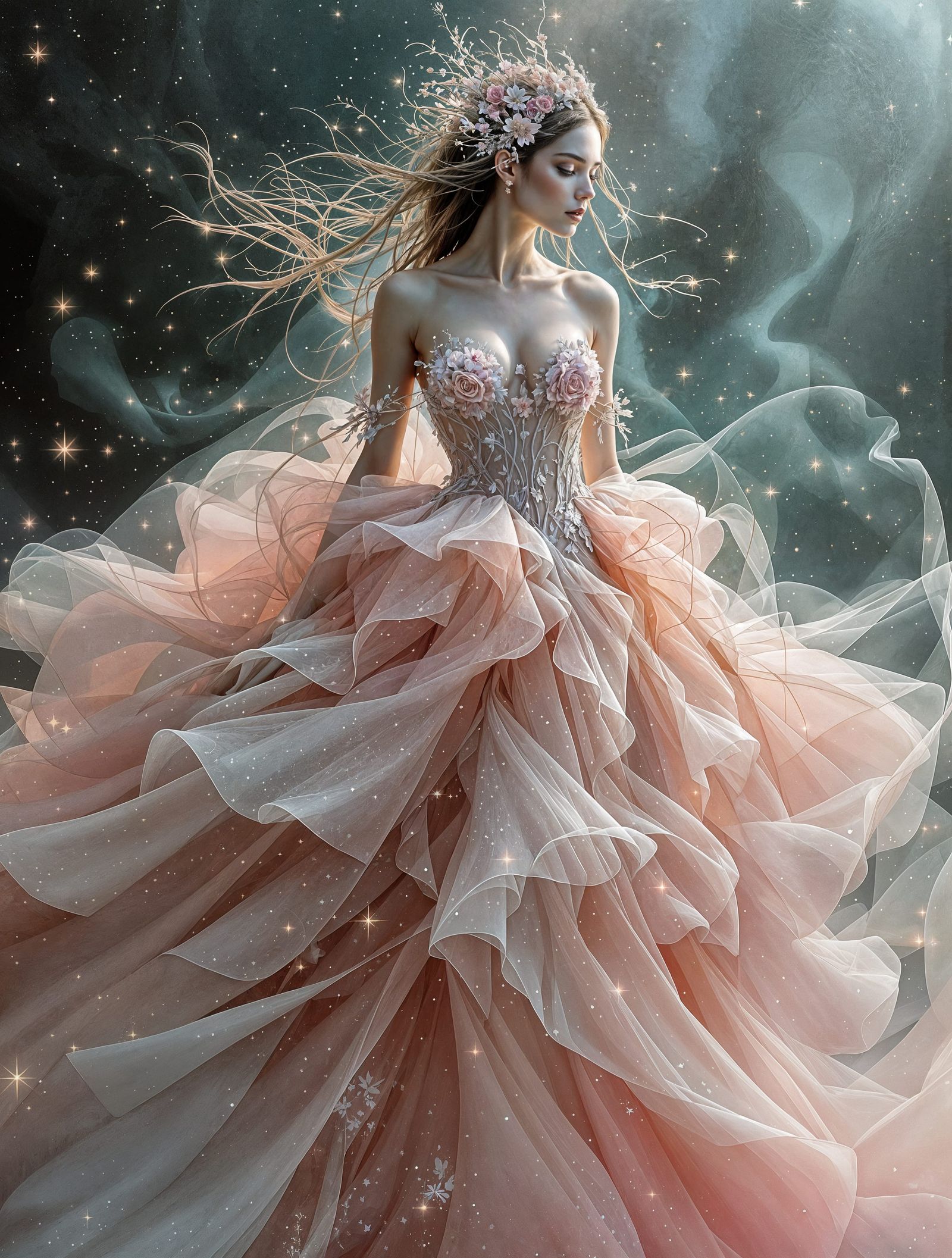 Surreal Goddess in Mystical Pink Glow