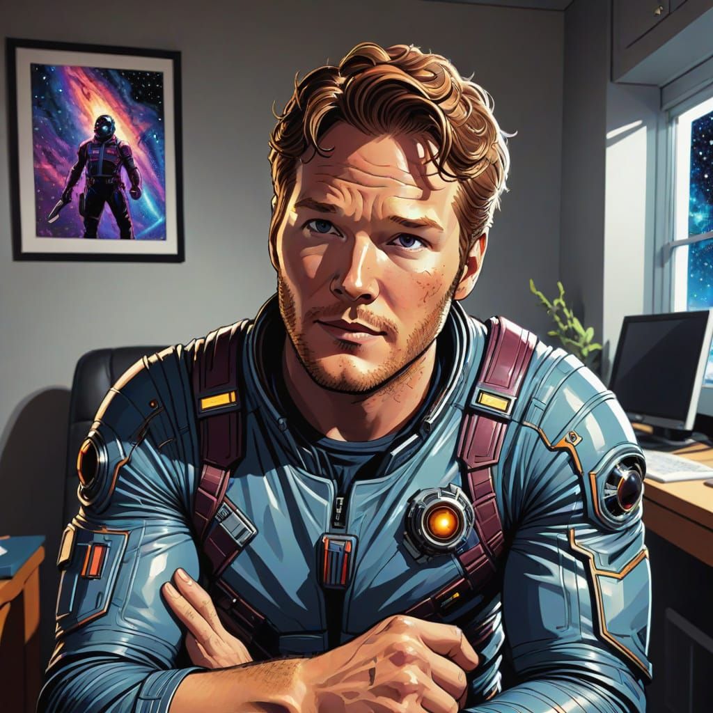 Star-Lord in Space Suit Comic Book Art