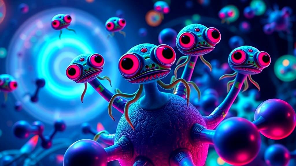 Psychedelic 3D Parasites in UV Blacklight Style