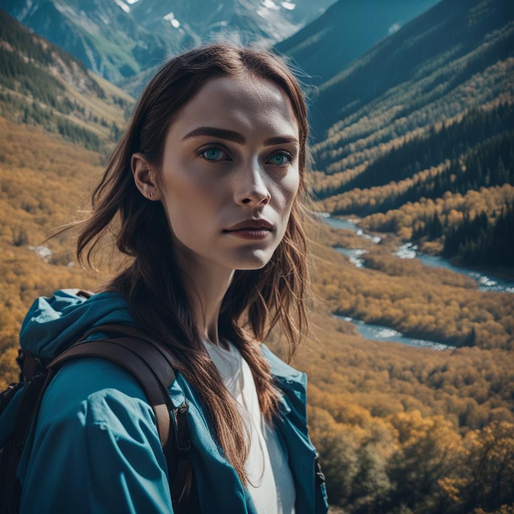 Cinematic Portrait of a Girl in the Mountains