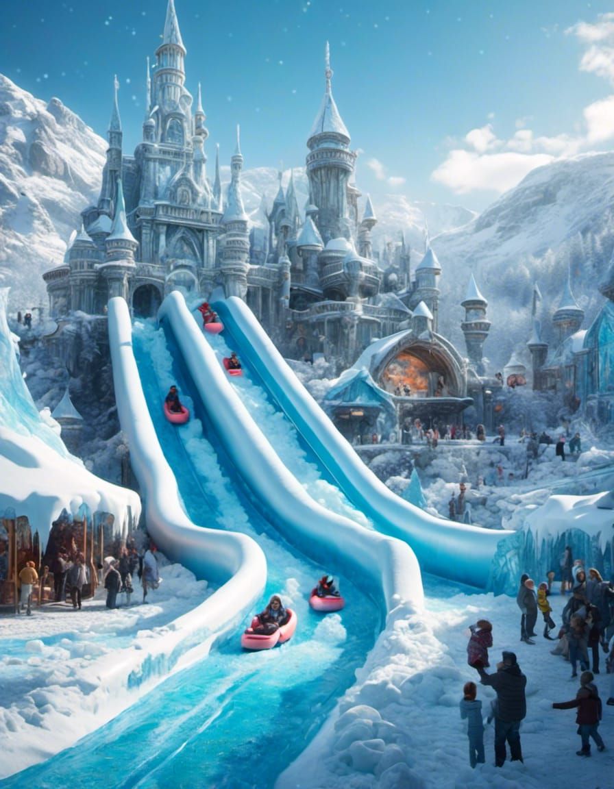 frozen water slide theme park