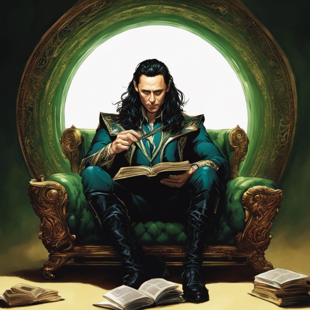 Loki Relaxing and Reading, Comic Book Art