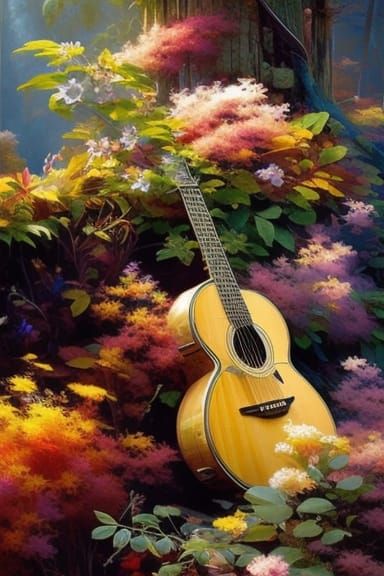 Electric Guitar Symphony in Art Nouveau Style