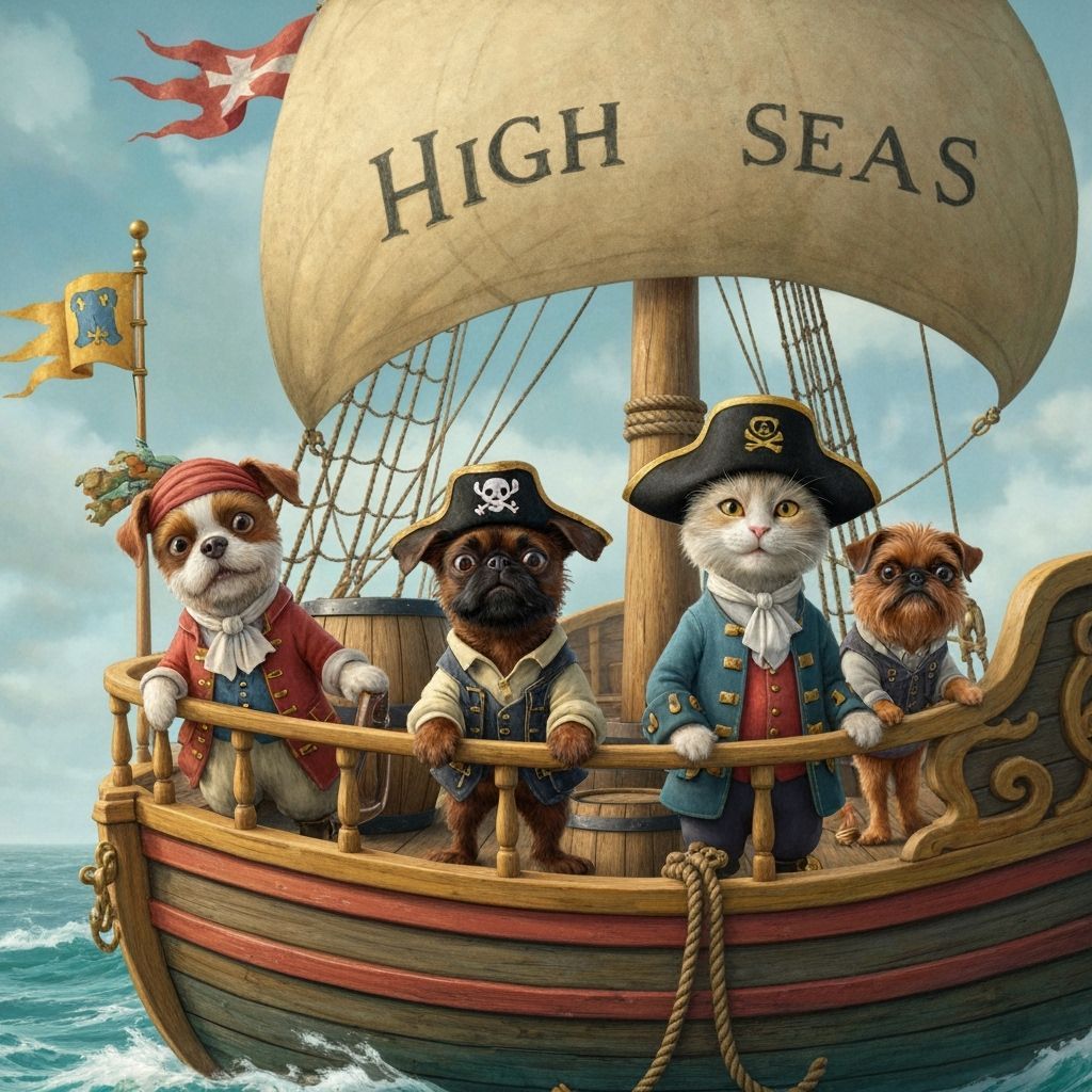 Three Dog Pirates on the High Seas in Rackham Style