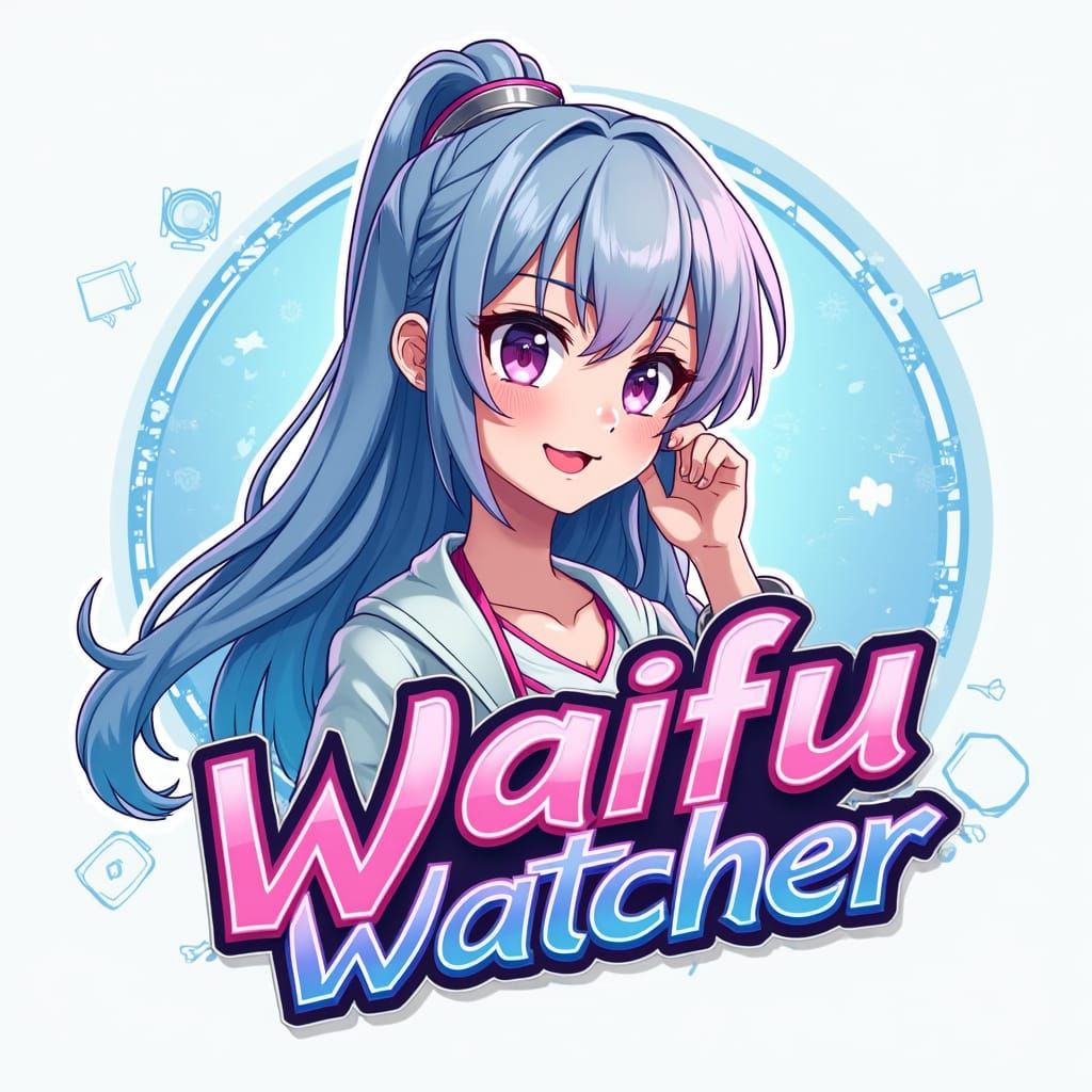 Anime-Style Logo Featuring Schoolgirl for Waifu Watcher