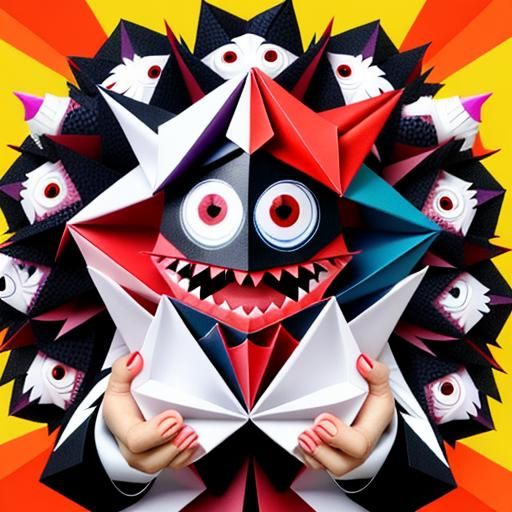Creepy Origami Monster with Huge Teeth