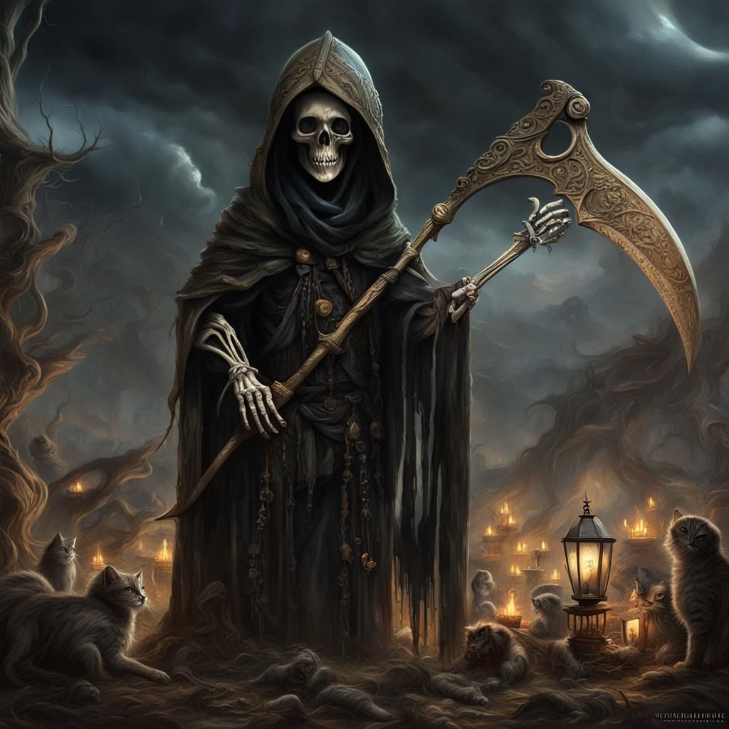 Death: Tall Skeleton with Scythe in Digital Painting