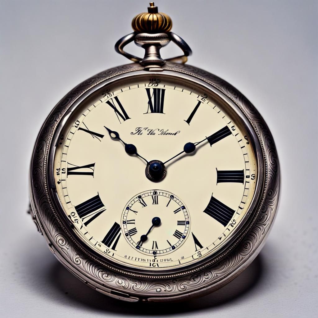 Ornate Silver Pocket Watch with Engraved Details