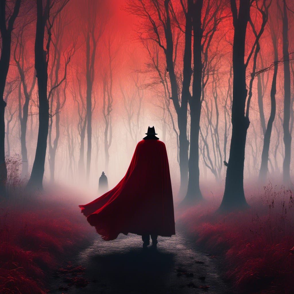 Shadowy Figure Follows Couple in Misty Forest