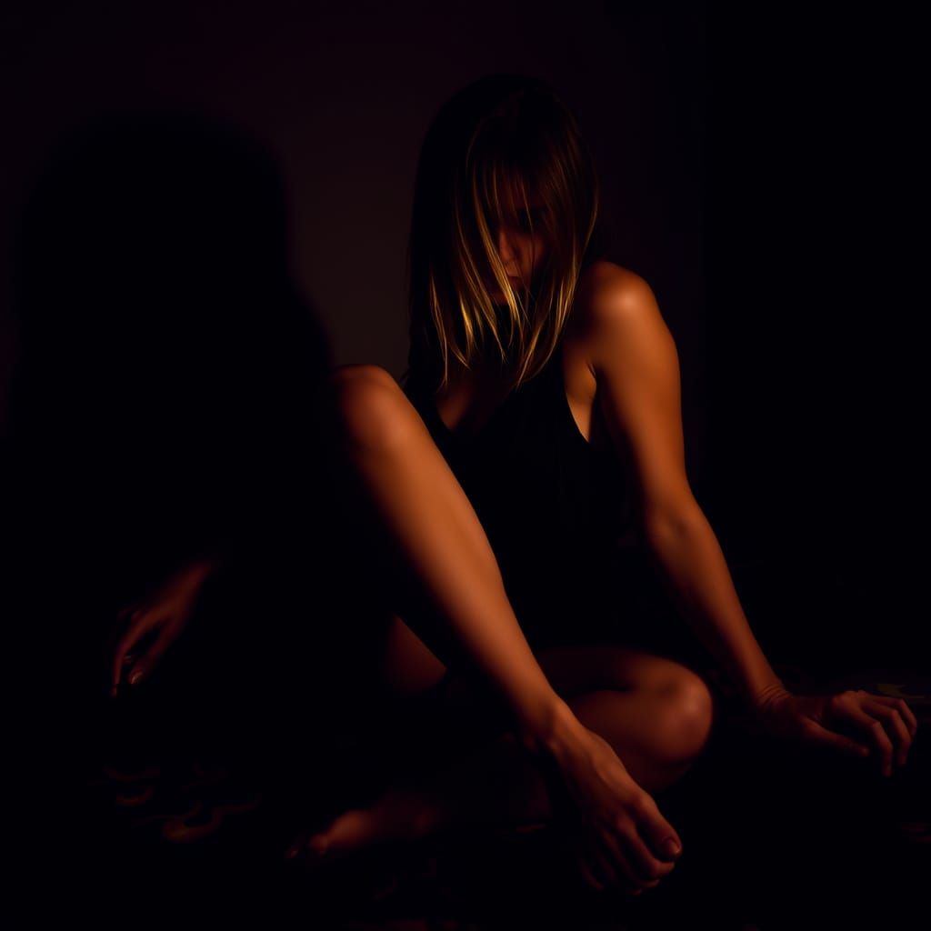 Intimate Portrait of Woman in Shadowy Lighting