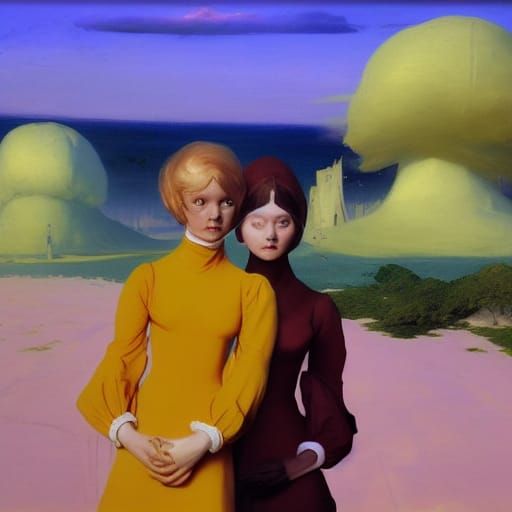 Women Arguing Over Dolls, Cel-Shaded Artstation Masterpiece