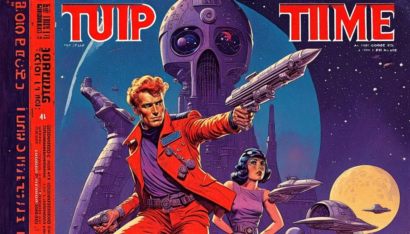 Pulp Sci-Fi Magazine Cover with Captain Future