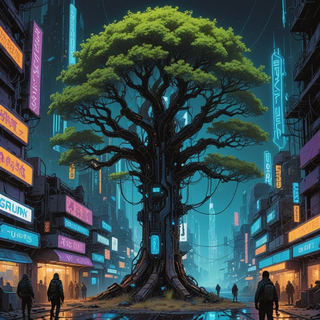 Cyberpunk Wanderer in Desert with Plasma Rifle