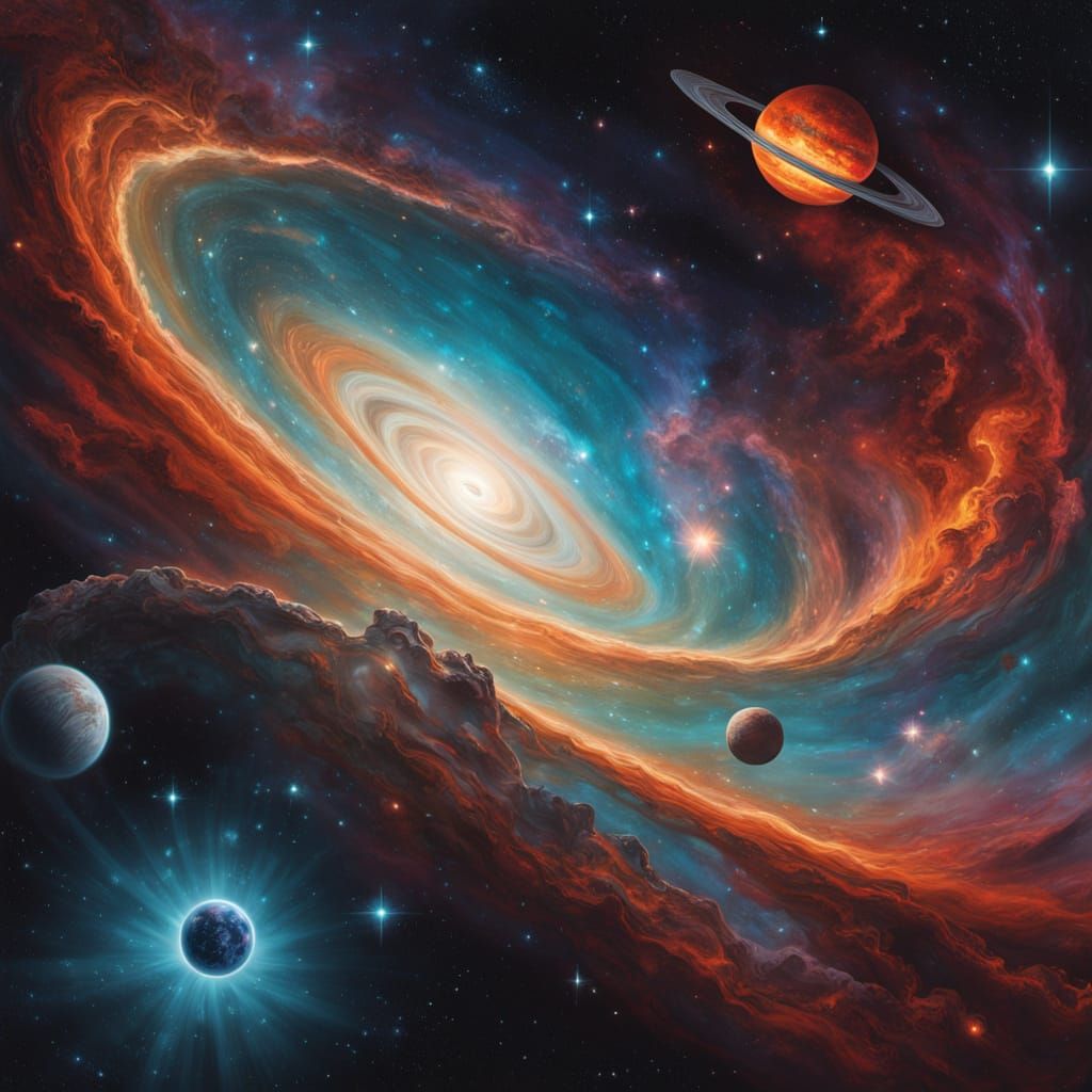 Ethereal Cosmic Tapestry in Vibrant Colors