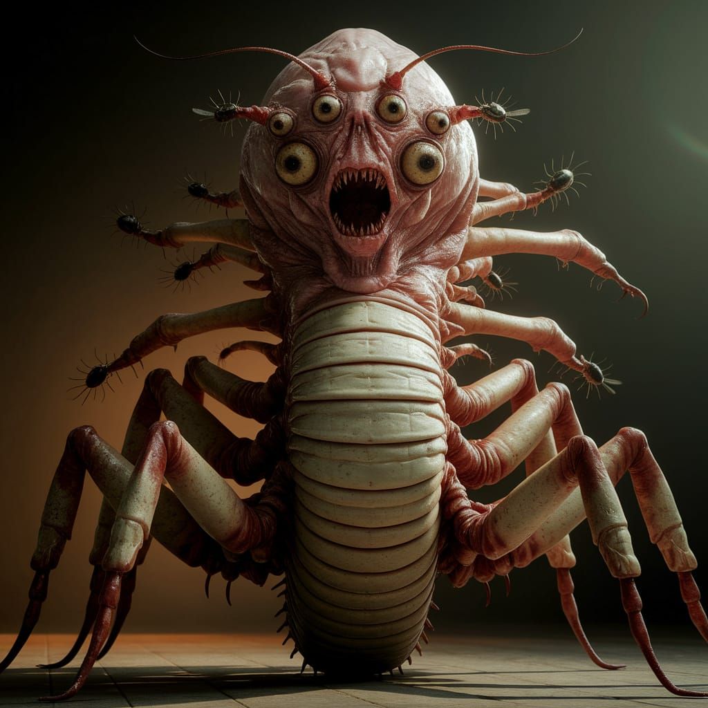 Terrifying Centipede Humanoid Emerges from Dark Realism