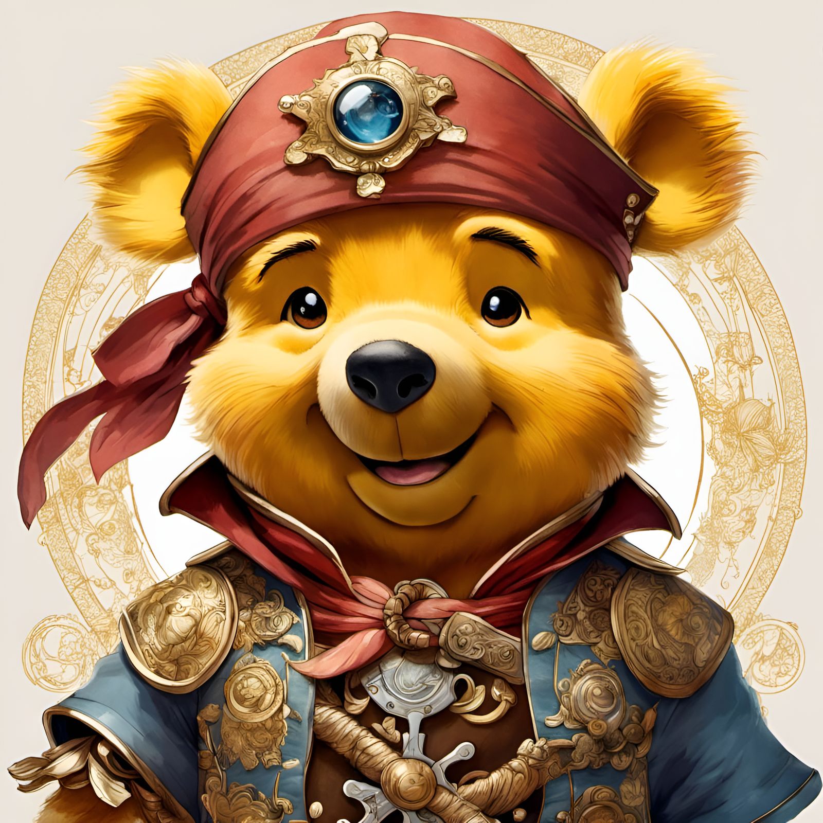 Chibi Winnie the Pooh as Pirate Portrait