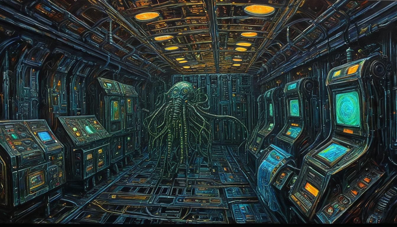 Steampunk Supercomputer Nightmare in Oil Painting