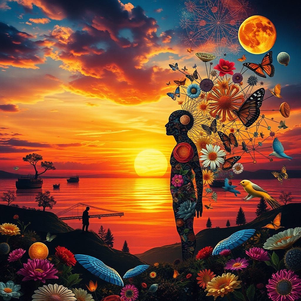 Mesmerizing Bio Art Paper Collage in 8K