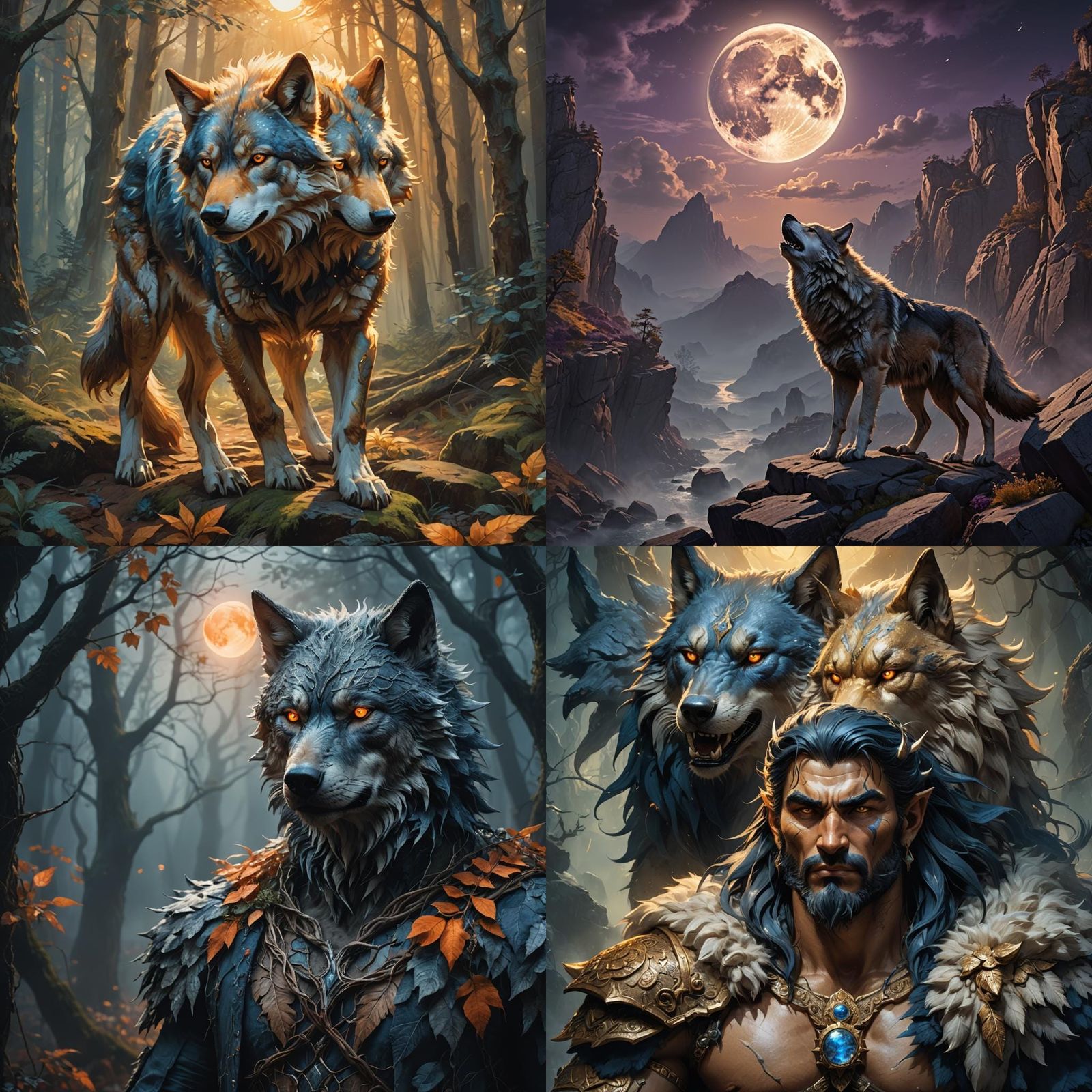 Detailed Matte Painting: Wolf-Man Fantasy Concept