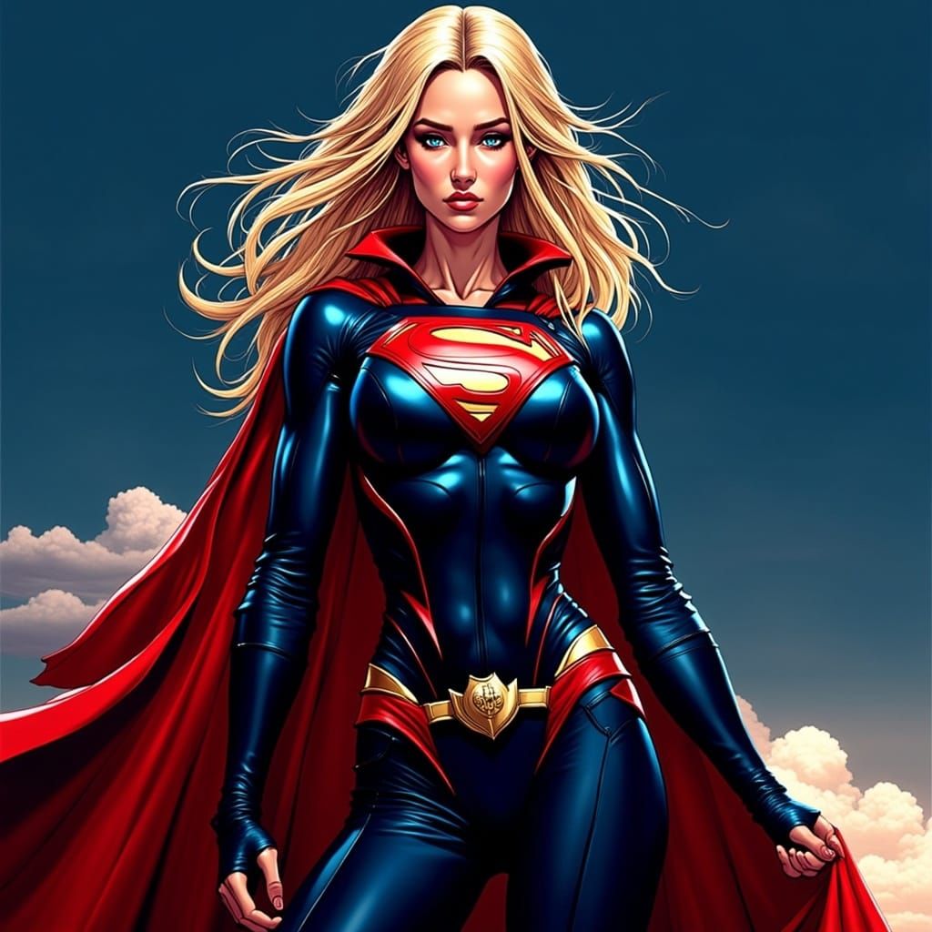 Dynamic Female Superhero Illustration in Comic Style