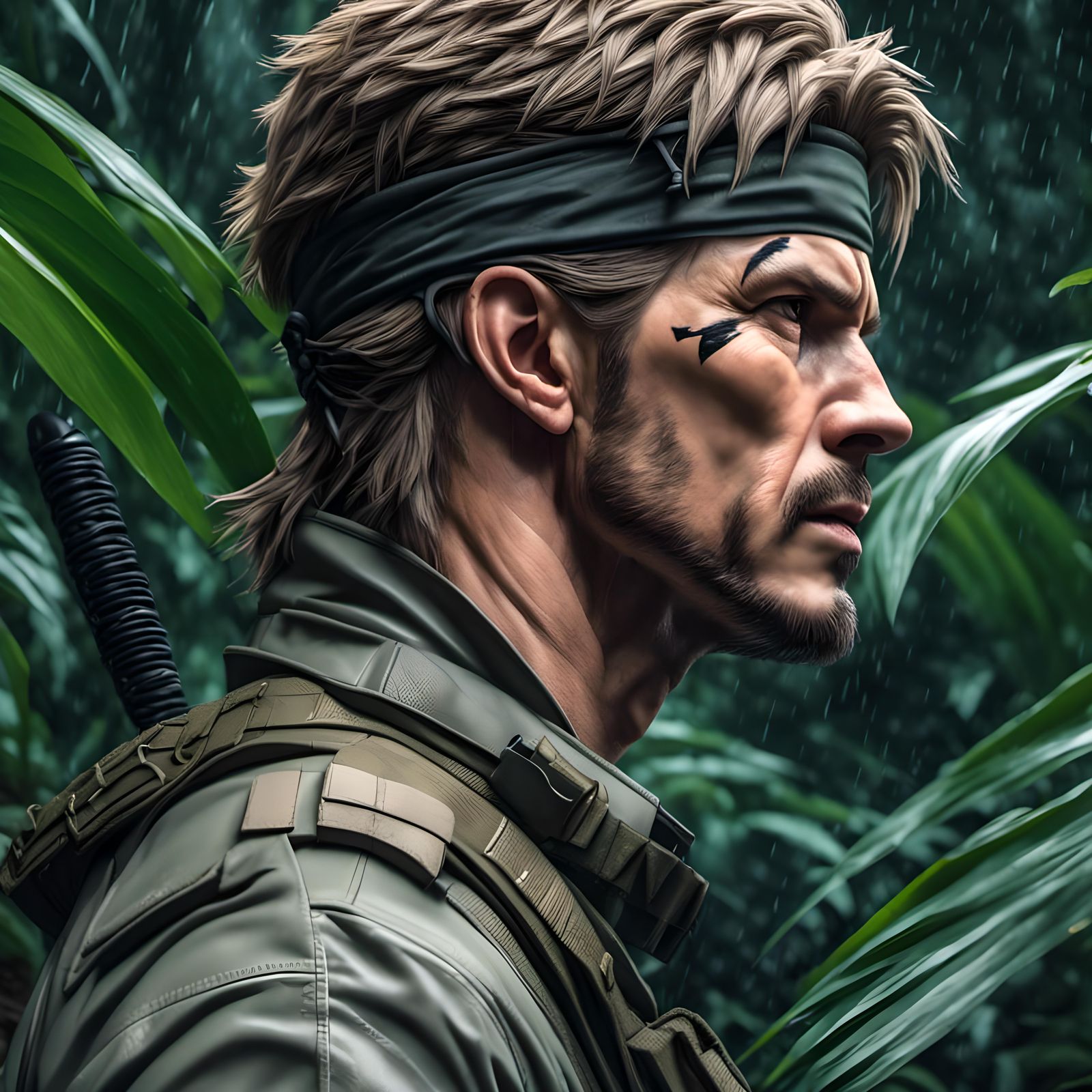 Epic Solid Snake Portrait in Graphic Novel Style