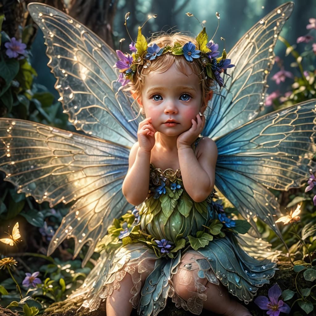 Adorable Baby Fairy with Beautiful Wings in HDR