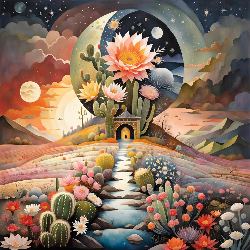 Surreal Stargate Scene with Fantasy Desert Elements