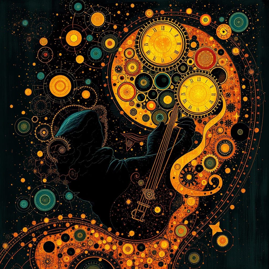 Bauhaus Gold Symphony in a Bioluminescent Night